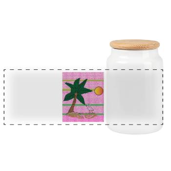 Island Flamingo - Panoramic Cookie Jar with Wooden Lid - white - Front