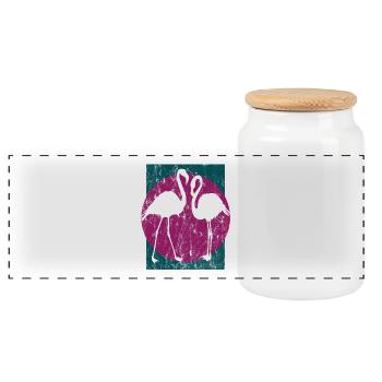 Couple de flamants roses - Boîte à biscuits avec couvercle en bois - blanc - Devant