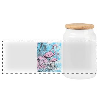 Flamants roses - Boîte à biscuits avec couvercle en bois - blanc - Devant