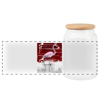 Rosa Flamingo - Panorama Keksdose mit Holzdeckel - Weiß - Vorne