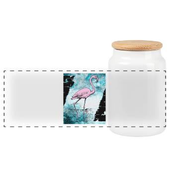 Flamant rose - Boîte à biscuits avec couvercle en bois - blanc - Devant