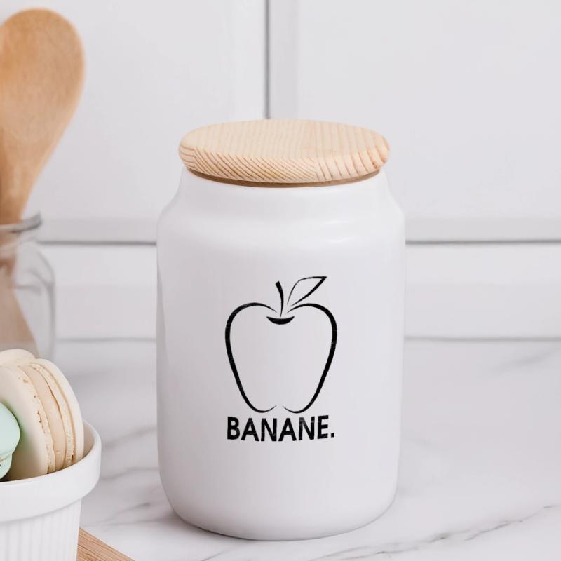 Apfel oder Banane Panorama Keksdose mit Holzdeckel