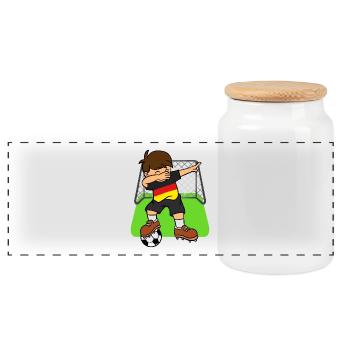 Allemagne Football Ball Dabbing Kid Football allemand - Boîte à biscuits avec couvercle en bois - blanc - Devant