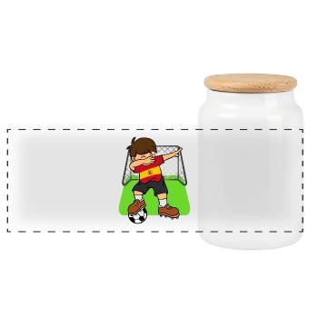 Espagne Football Ball Dabbing Kid Espagnol Football - Boîte à biscuits avec couvercle en bois - blanc - Devant