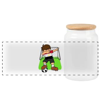 Ballon de football de l'Égypte Dabbing Kid Football égyptien - Boîte à biscuits avec couvercle en bois - blanc - Devant