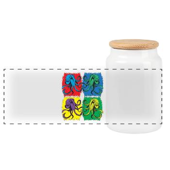Octopus Pop Art - Boîte à biscuits avec couvercle en bois - blanc - Devant