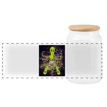 Octopus fou - Boîte à biscuits avec couvercle en bois - blanc - Devant