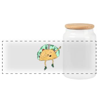 Dabbing Tacoo Tiere dab Bewegung Move Essen - Panorama Keksdose mit Holzdeckel - Weiß - Vorne