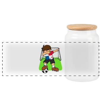 Panama Football Ball Dabbing Kid Panaméen Football - Boîte à biscuits avec couvercle en bois - blanc - Devant