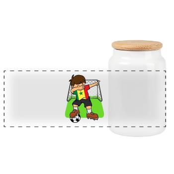 Soccer Soccer Ball Dabbing Kid Sénégalais - Boîte à biscuits avec couvercle en bois - blanc - Devant