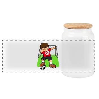 Tunisie Football Ball Dabbing Enfant Football Tunisien - Boîte à biscuits avec couvercle en bois - blanc - Devant