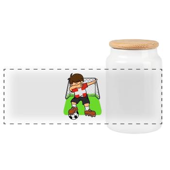 Suisse Football Ball Dabbing Enfant Suisse Football - Boîte à biscuits avec couvercle en bois - blanc - Devant