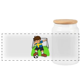 Suède Soccer Ball Dabbing Kid Suédois Football - Boîte à biscuits avec couvercle en bois - blanc - Devant