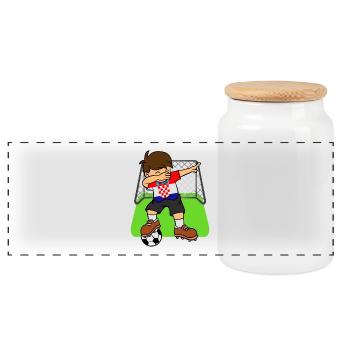 Croatie Football Ball Dabbing Kid Football croate - Boîte à biscuits avec couvercle en bois - blanc - Devant