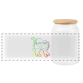 Katzen Kater Katze Miau Geschenk Haustier Mieze - Panorama Keksdose mit Holzdeckel - Weiß - Vorne