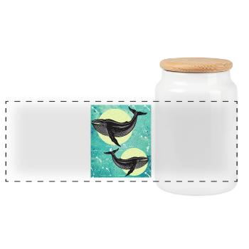 Baleines de baleine - Boîte à biscuits avec couvercle en bois - blanc - Devant
