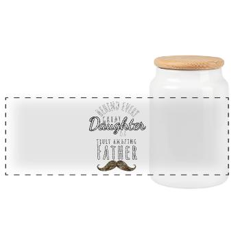 Vater und Tochter Design - Panorama Keksdose mit Holzdeckel - Weiß - Vorne