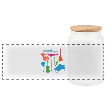 Musical Instruments - Panoramic Cookie Jar with Wooden Lid - white - Front