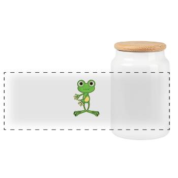 Floss Dance Move Frosch - Panorama Keksdose mit Holzdeckel - Weiß - Vorne