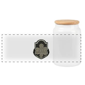 Philosopher's Shirt Metaphysica - Panoramic Cookie Jar with Wooden Lid - white - Front