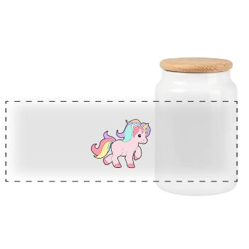 Poussin Unicorn bébé coloré cadeau idée de cadeau - Boîte à biscuits avec couvercle en bois - blanc - Devant