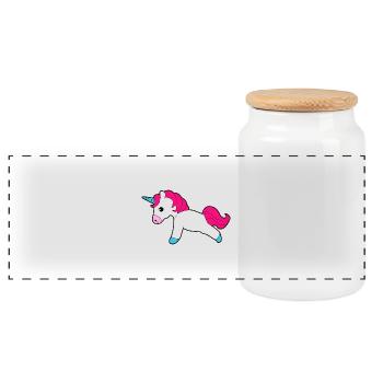 Unicorn baby sweet gift idea - Panoramic Cookie Jar with Wooden Lid - white - Front