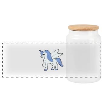 Einhorn Flügel stolz Geschenk Idee - Panorama Keksdose mit Holzdeckel - Weiß - Vorne