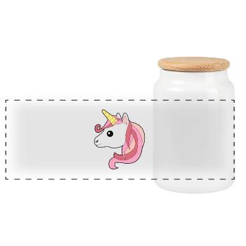 Idée de cadeau de cheveux longs licorne rose - Boîte à biscuits avec couvercle en bois - blanc - Devant