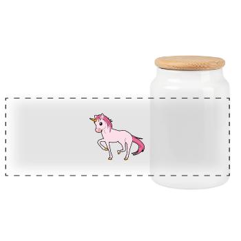 Unicorn rose fiers enfants fille idée cadeau - Boîte à biscuits avec couvercle en bois - blanc - Devant
