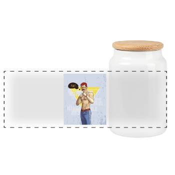 hipster - Panoramic Cookie Jar with Wooden Lid - white - Front