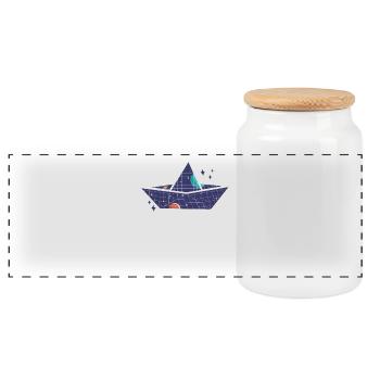 Navire de papier spatial - Boîte à biscuits avec couvercle en bois - blanc - Devant