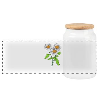 Gänseblümchen Blume Pflanze blühen Geschenkidee - Panorama Keksdose mit Holzdeckel - Weiß - Vorne