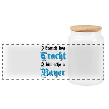 & Bavarian Bavarian gift - Panoramic Cookie Jar with Wooden Lid - white - Front