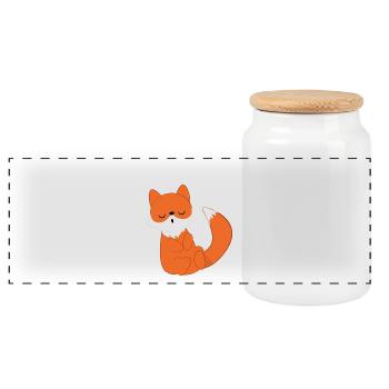 Fox - vixen - Fox lovers - sleeping - Panoramic Cookie Jar with Wooden Lid - white - Front
