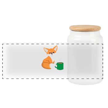 Fox - vixen - fox lovers - coffee - Panoramic Cookie Jar with Wooden Lid - white - Front