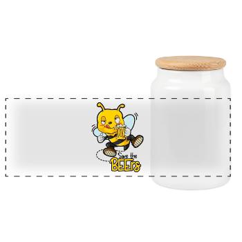 Lustig Rettet die Bienen / Biere Craft Bier Biene - Panorama Keksdose mit Holzdeckel - Weiß - Vorne