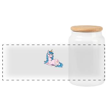 Licorne - Boîte à biscuits avec couvercle en bois - blanc - Devant