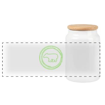 Glow Circle Green Tapir Neon Glowing Effect Retro - Panoramic Cookie Jar with Wooden Lid - white - Front