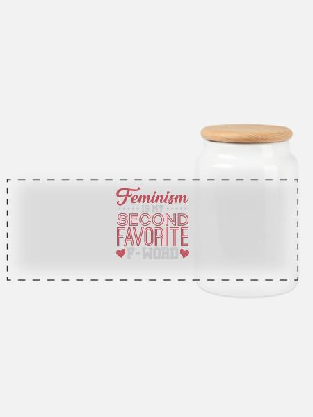Feminismus - Panorama Keksdose mit Holzdeckel - Weiß