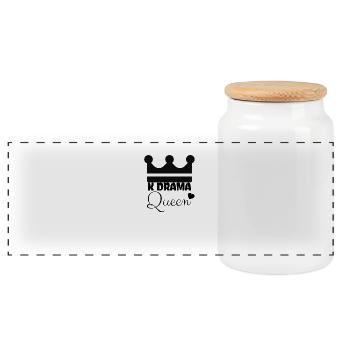K-Drama Queen - Boîte à biscuits avec couvercle en bois - blanc - Devant