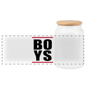 BOYS Party Guys Gay Homo Gay Celebration Statement - Panoramic Cookie Jar with Wooden Lid - white - Front