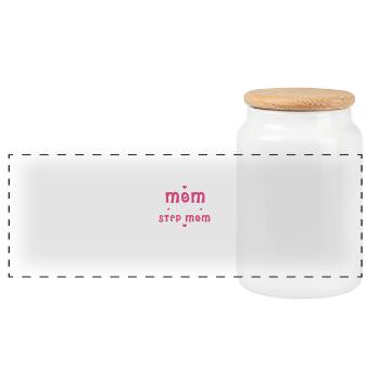Mother and stepmother - mom and step mom - Panoramic Cookie Jar with Wooden Lid - white - Front