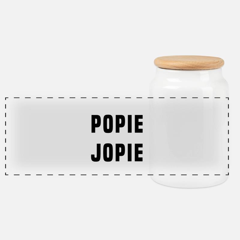 POPIE JOPIE (Lustiger Text) - Panorama Keksdose mit Holzdeckel - Weiß