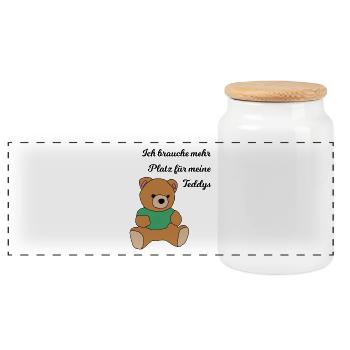 Ours en peluche - Boîte à biscuits avec couvercle en bois - blanc - Devant