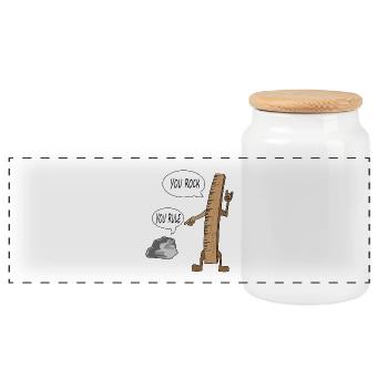 You Rule You Rock lustig Lehrer Geschenk - Panorama Keksdose mit Holzdeckel - Weiß - Vorne