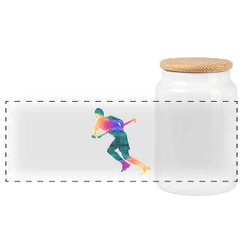 field Hockey - Panoramic Cookie Jar with Wooden Lid - white - Front