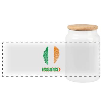 IRELAND, IRELAND DNA FINGERPRINT - Panoramic Cookie Jar with Wooden Lid - white - Front