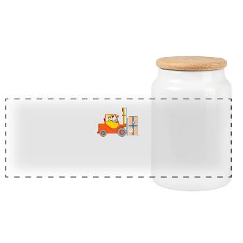 chariot élévateur à fourche - Boîte à biscuits avec couvercle en bois - blanc - Devant
