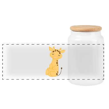 Girafe - girafes - fan de girafe - lève-tard - Boîte à biscuits avec couvercle en bois - blanc - Devant