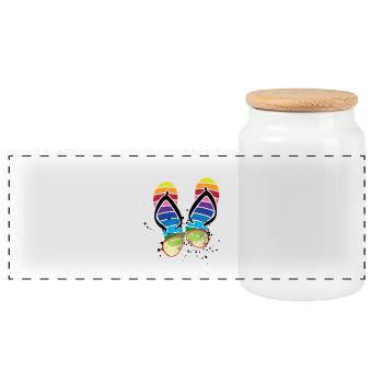 Sommer Vibes Flip Flops Brille - Panorama Keksdose mit Holzdeckel - Weiß - Vorne